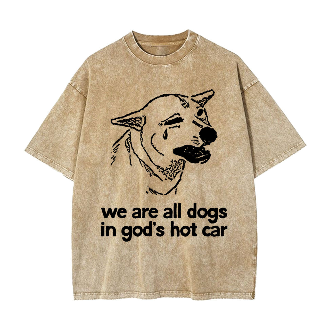 SAD DOG FUNNY WASHED T-SHIRT