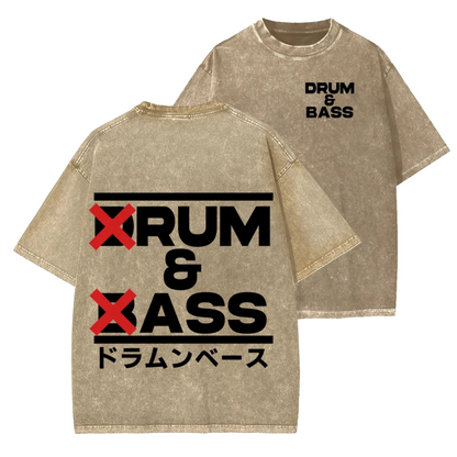 DRUM & BASS FRONT AND BACK PRINTING WASHED T-SHIRT