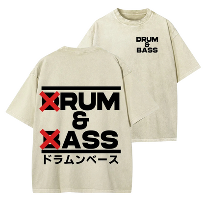 DRUM & BASS FRONT AND BACK PRINTING WASHED T-SHIRT
