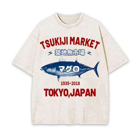FISH UNISEX OVERSIZED TEE-[FRONT]