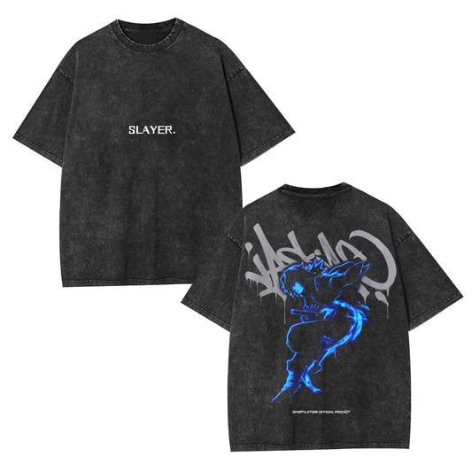 GIYUU TOMIOKA DEMON SLAYER ANIME UNISEX WASHED T-SHIRT -[DS]