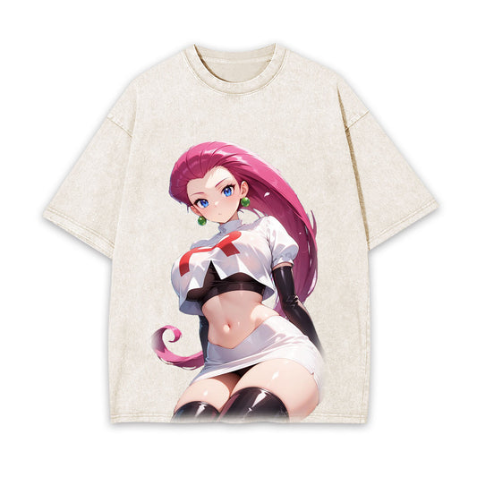 JESSIE UNISEX ANIME INSPIRED VINTAGE OVERSIZED TEE丨POKÉMON-[FRONT]