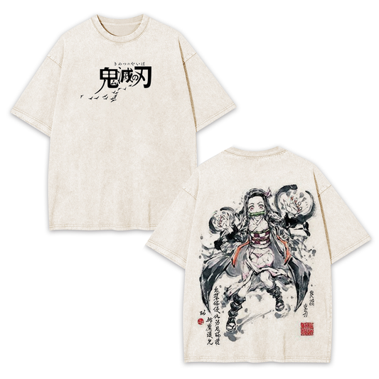 KAMADO NEZUKO DEMON SLAYER ANIME UNISEX WASHED T-SHIRT -[DS]