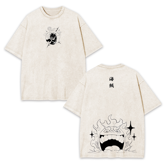 LUFFY UNISEX WASHED T-SHIRT丨ONE PIECE-[DS]
