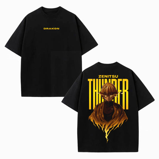 ZENITSU DEMON SLAYER UNISEX WASHED T-SHIRT-[DS]